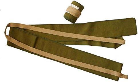 Szaporodás WW2 Japán Katona Mező Zöld Leggings Puttee Gyapjú Anyag Lábszárvédő